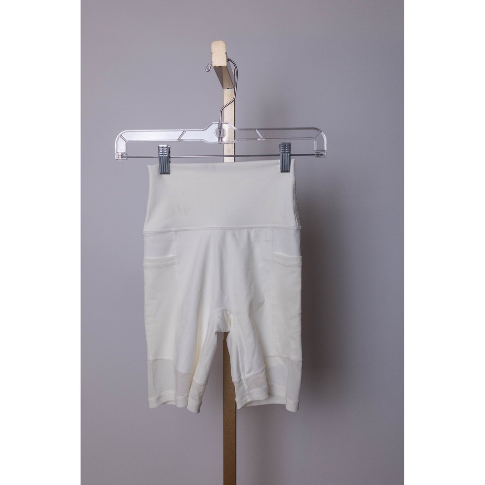 Aerie Bike Shorts Hi-Rise White Nylon Blend XS Mesh Pocket NWT